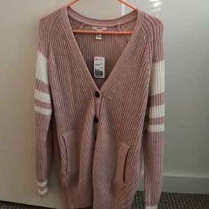 Pink and White “Varsity” Boyfriend Sweater